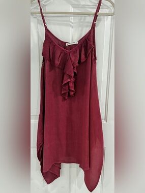 Wine Ruffle A-Line Skirt - Slip-On Summer Style